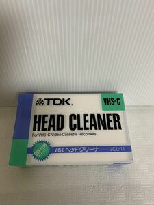 未使用/TDK HEAD CLEANERヘッドクリーナーVCL-11/乾式タイプ/VHS-C専用ビデオヘッドクリーニング用カセット/レトロ/梱包材経年/ジャンク扱