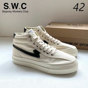 新品 S.W.C Stepney Workers Club ステファニーワーカーズクラブ ハイカット スニーカー VARDEN S-STRIKE 42 エクリュ 黒 SWC 送料無料