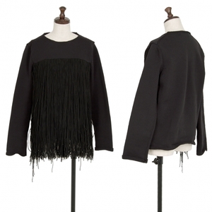  com com Comme des Garcons COMME des GARCONS fringe design poly- knitted sweater black M [ lady's ]