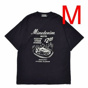 Mサイズ MINEDENIM × HYSTERIC GLAMOUR T-SH BLACK マインデニム ヒステリックグラマー コラボ Tシャツ 黒 Tee 野口 強