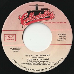 Tommy Edwards It's All In The Game / Morning Side Of The Mountain Collectables US COL 4217 201224 R&B R&R レコード 7インチ 45