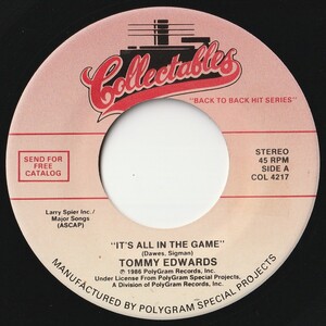 Tommy Edwards It's All In The Game / Morning Side Of The Mountain Collectables US COL 4217 201224 R&B R&R レコード 7インチ 45