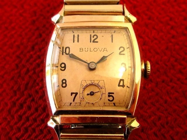紺×赤 美品ブローバ10RGP金張り/腕時計/手巻きメンズ/レディース50年代