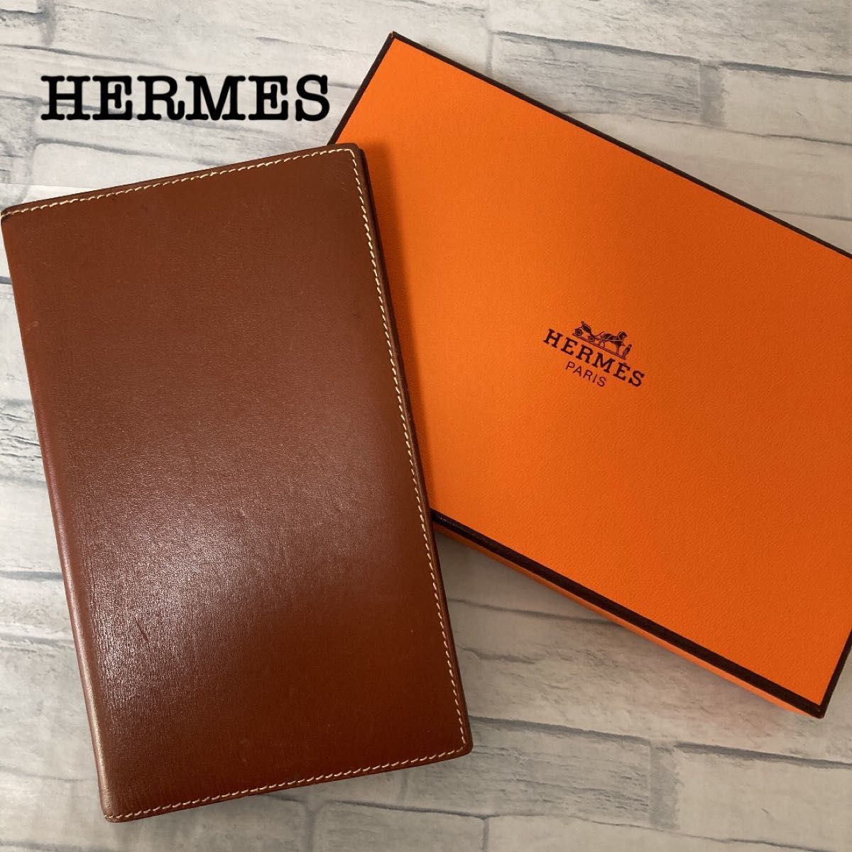くすみ水色 未使用 HERMES エルメス アジェンタ 手帳カバー アドレス帳