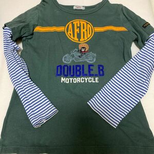 ミキハウスダブルB MIKIHOUSE 重ね着風長袖Tシャツ カラーネップ 長袖カットソー カーキ 130