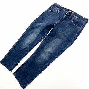 リーバイス ☆ LEVIS 足曲げ快適♪ ストレッチ ジーンズ テーパード デニムパンツ レディース W28 インディゴ ヘビロテ 日常着◎■Ja5255