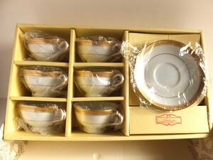 【新品】Noritake ノリタケ　GOLDRIDGE　ゴールドリッジ　6客セット　カップ＆ソーサー　金彩　未使用　オールド　ビンテージ　箱付き