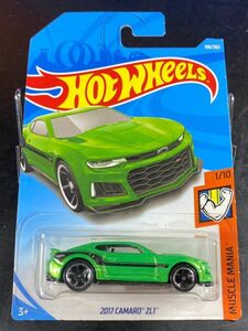 ホットウィール HOTWHEELS 2017 CAMARO ZL1 カマロ 緑 ブリスター下部若干凹み USカード