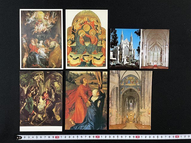 j◆ Conjunto de 6 postales cristianas sin usar Circuncisión de Cristo Coronación de la Virgen Adoración de los Pastores Pintura Iglesia/AB02, impresos, tarjeta postal, Tarjeta postal, otros