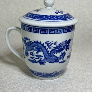 未使用蓋付き龍模様の中国茶マグカップ と 中古シンプル中国茶器セット(急須は龍模様)の画像4