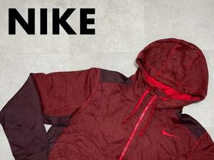 ☆送料無料☆ NIKE ナイキ USA直輸入 古着 ジップアップ ロゴ パーカー THRMA-FIT メンズ M レッド トップス 中古 即決