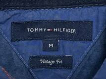 ☆送料無料☆ TOMMY HILFIGER トミーヒルフィガー 古着 長袖 エポレット付き ダブルフラップポケット シャツ メンズ M ネイビー トップス_画像9