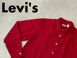 ☆送料無料☆ Levi's リーバイス USA直輸入 古着 長袖 ダブルポケット シャツ メンズ L レッド トップス 中古 即決