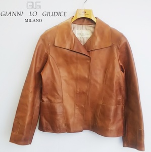 ●GIANNI LO GIUDICE MILLANO*サイズ36(S相当)*レディーズ*革ジャン*バッファロー*ブラウン*ジャケット*ジャンニロジュディチェミラノ#5493