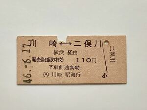 【希少品セール】国鉄 相模鉄道連絡乗車券(川崎→横浜経由二俣川) 川崎駅発行 7897