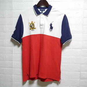 F29 * POLO RALPH LAUREN * Polo Ralph Lauren рубашка-поло красный / темно-синий / белый б/у размер XL