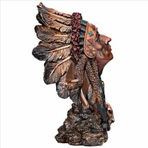 ネイティブ アメリカン 平原のインディアン 酋長の胸像彫刻 アート彫像 工芸装飾 リビング贈り物(輸入品_画像3
