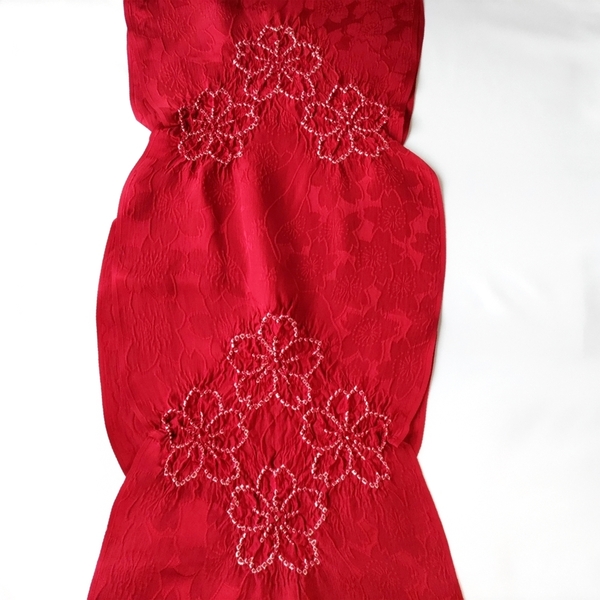 京鹿の子絞り　帯揚げ　深紅　日本製　正絹