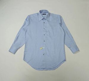 MARIO VALENTINO // 長袖 ヘンリーボーンストライプ柄 ノーアイロン シャツ・ワイシャツ (青×白) サイズ 38 (M)