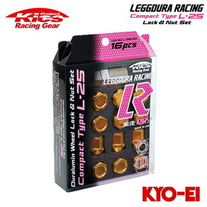 協永産業 Kics レデューラレーシング コンパクトタイプ L-25 ロック＆ナットセット M12×P1.5 イエローゴールド 16pcs (ナット12p＋ロッ