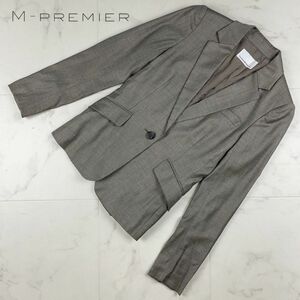  beautiful goods M-premier BLACK M pull mieREGGIANI single button tailored jacket total reverse side lady's gray size 36*TB324