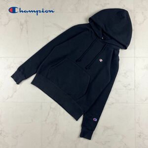 Champion チャンピオン ブランドロゴ刺繍入り フーディ パーカー レディース トップス 長袖 黒 ブラック サイズM*TB399