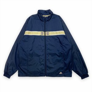 アディダス ナイロンジャケット ネイビー adidas 古着 メンズ 3XL 2XO オーバーサイズ クリーニング済み