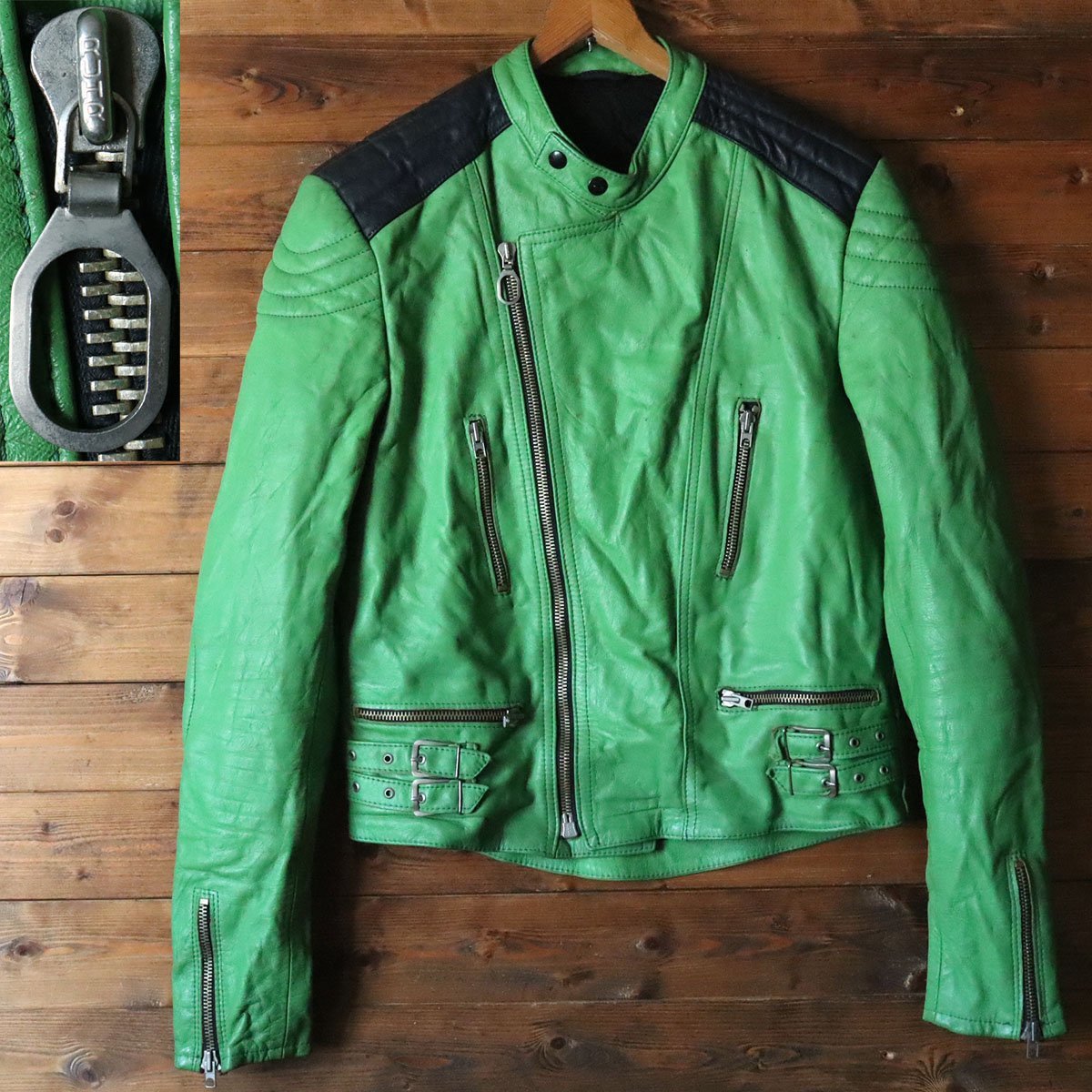 green グリーン 現HYKE ハイク レザージャケット アウター ライダース