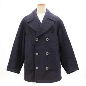  Italy made ICEBERG Iceberg PEANUTS Peanuts badge / lining total pattern alpaca . wool coat 50 navy 