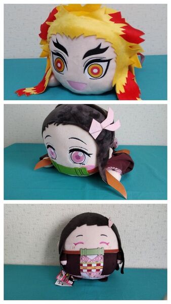 鬼滅の刃 煉獄&禰豆子 メガジャンボ寝そべりぬいぐるみ+禰豆子ふわコロりんM 計3個