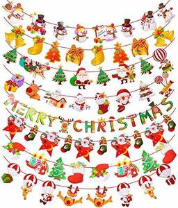 ZOYUBS クリスマス 飾り付け 8種類セット クリスマスガーランド 可愛い ガーランド 靴下 ツリー 飾り デコレーション クリスマス吊り旗