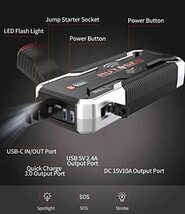 AUTOGEN ジャンプスターター 2000Aピーク電流 10Wワイヤレス充電 12V車用エンジンスターター 18000mAh 大容量_画像2