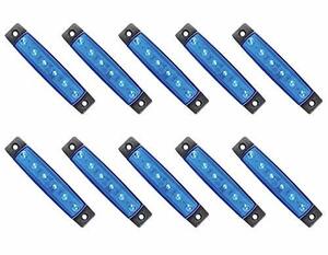 ヒロワールドトレード サイドマーカー 24V ブルー 10個 セット マーカーランプ LED ランプ 6連 デコトラ 車用ライト (青,