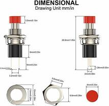 Kiligen 24個 7mm1A 3V-6V-12V-24V-230V 2ピンSPST 6色(赤、黄、青、緑、黒、白)ノーマルオープンミニ瞬間プッシュボタン_画像3