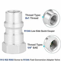 R1234yfからR134a クイックカプラー 低圧用 R1234yf ガスチャージ 14mm 1/4”SAEオス R12からR134a 変換アダプター付 キャップ付_画像4