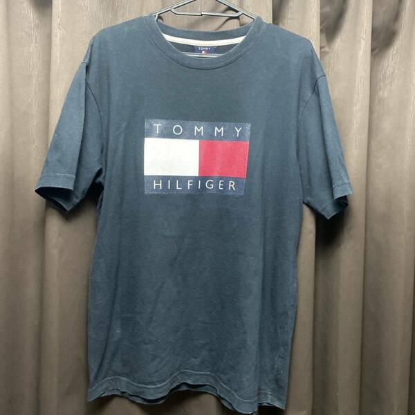 TOMMY HILFIGER 90s フラッグ Tシャツ プリント S 黒