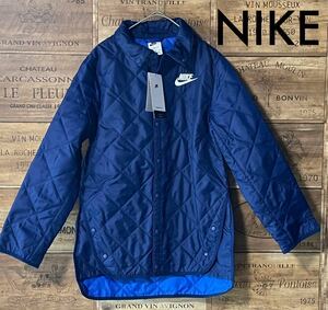 [160] новый товар Junior Nike стеганная куртка джемпер синий NIKE блузон жакет с хлопком жакет тонкий 