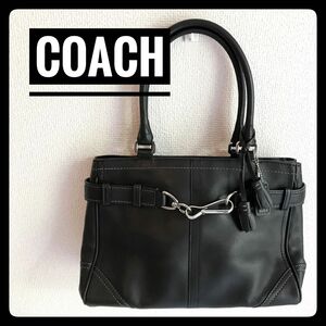 【今だけお値下げ中♪】コーチ ハンドバッグ ショルダーバッグ 黒レザー COACH フリンジ付 ショルダートートバッグ