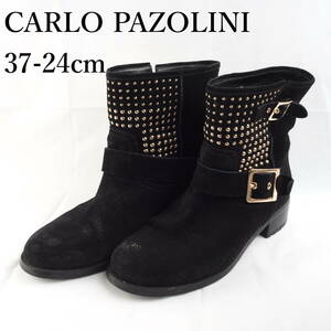 EB2093*CARLO PAZOLINI*カルロパゾリーニ*レディースショートブーツ*37-24cm*黒