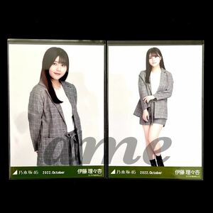 《乃木坂46》公式グッズ 生写真 2枚 セミコンプ　伊藤理々杏　ウィンドウペンチェック/ポップ 2022 october チュウヒキ