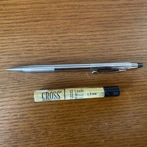 レア！CROSS クロス　旧センチュリー回転繰り出し式　大人の鉛筆　替え芯11本付き　シルバー　見た目ボールペン　消しゴム付き　アメリカ製