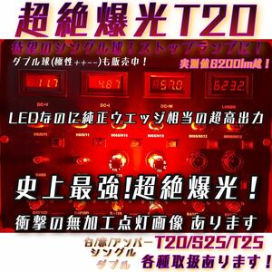 T20 LED 7440 レッド 2球 5200lm 50w 超絶爆光 テールランプ ブレーキランプ ストップランプ シングル球