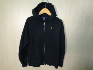 b1097◆POLO RALPH LAUREN ジップアップ フーディー◆ポロ ラルフローレン size L(14-16) ブラック色 綿ポリ素材 子供 キッズ トップス4L 