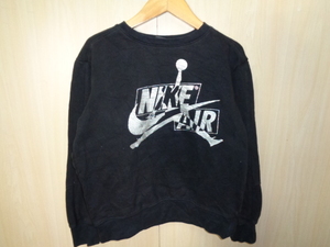 b158◆NIKE AIR JORDAN Jumpman スウェット◆ナイキ エアジョーダン L 152-158cm 12-13YRS キッズ 黒色 ポリコットン 裏起毛 トレーナー 4L