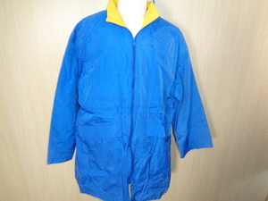 b1145*2000 international Chiba station .HANJI AOKI CUP INTERNATIONAL CHIBA EKIDEN bench coat *sizeL blue color nylon reverse side nappy Zip up Mizuno 4L