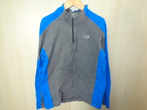 b167◆THE NORTH FACE ハーフジップ フリース プルオーバー◆ザノースフェイス XL(18/20) Boy's グレー×ブルー ポリ素材 13年製 子供用4L 