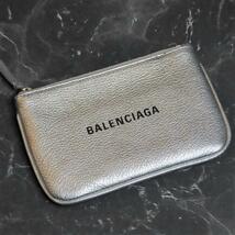 新品BALENCIAGAシルバーレザーポーチ小物入れ財布カードケースバレンシアガ_画像4