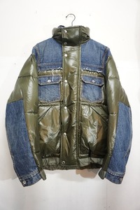 美品20AW sacai サカイ Denim × Padded Blouson KHAKI デニム パデッド ジャケット ドッキング 中綿 再構築 ブルゾン カーキ408M▲