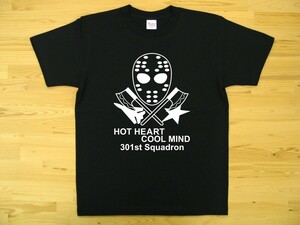 航空自衛隊 第301飛行隊 黒 5.6oz 半袖Tシャツ 白 XL ミリタリー ジェイソン