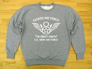 8th AIR FORCE 杢グレー 9.7oz トレーナー 白 XL スウェット U.S. ARMY AIR FORCE the mighty eighth